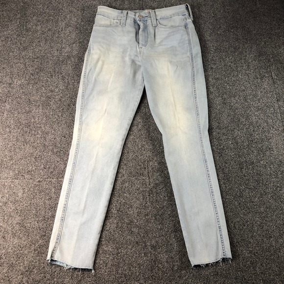 Denizen From Levis Women High Rise Ankle Skinny Jean Sz 8 Light Wash Distressed - Picture 1 of 8